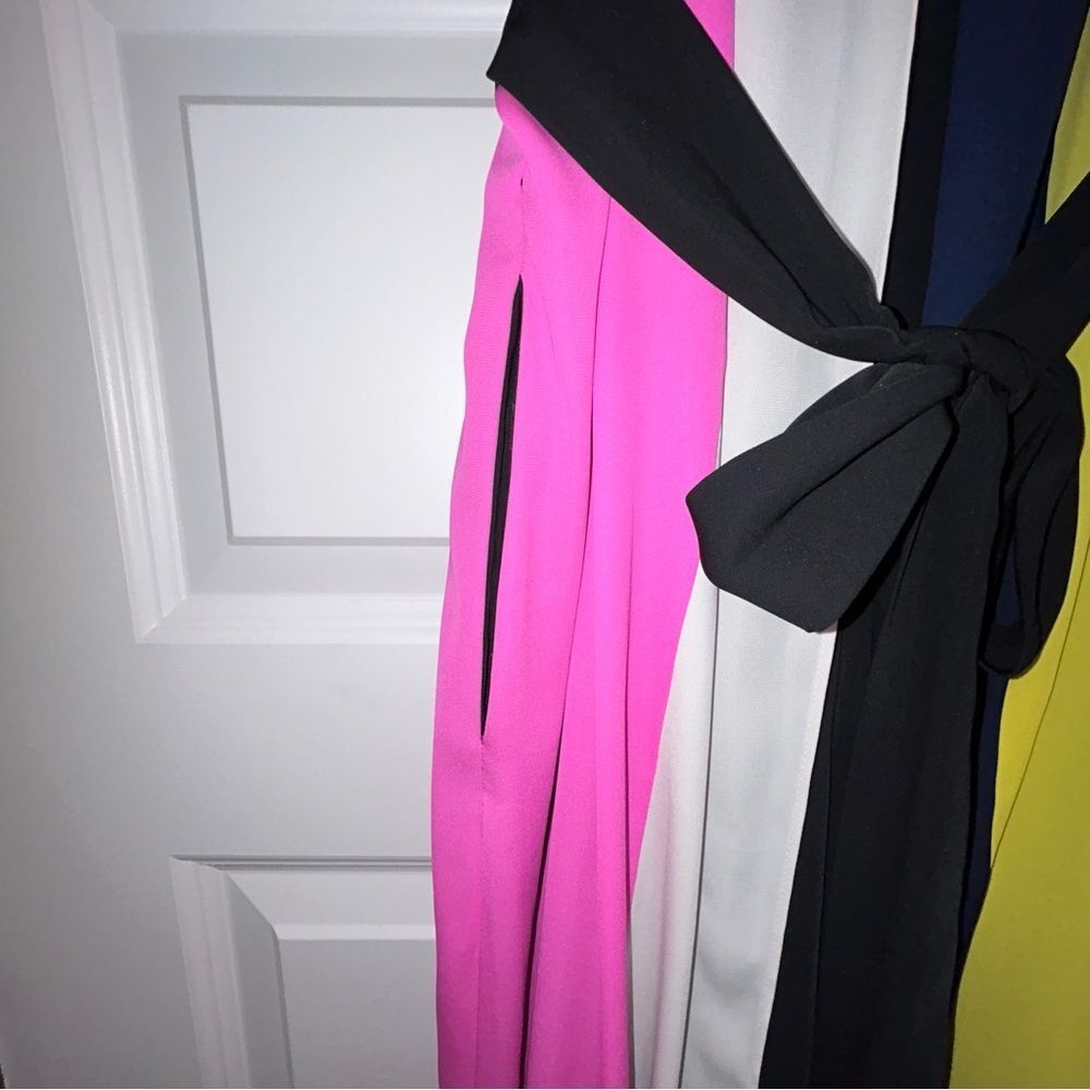 Colorblock Sleeveless Jumpsuit - Pink, Yellow & Black - Picture 4 of 12